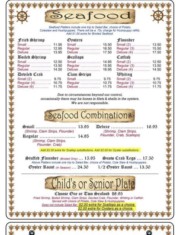 Dale's Seafood - Lake Waccamaw, NC menu_pic