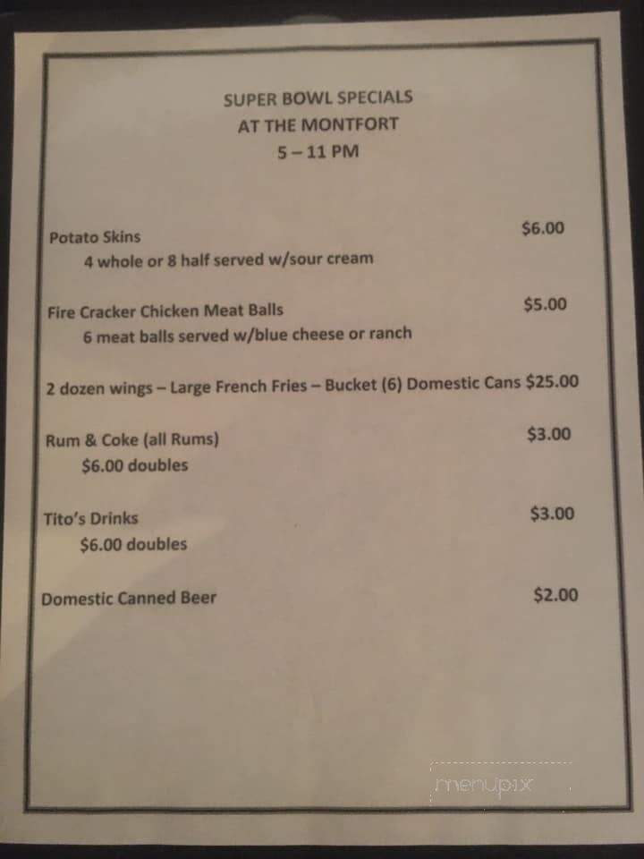Montfort Bar & Grill - Sheppton, PA menu_pic
