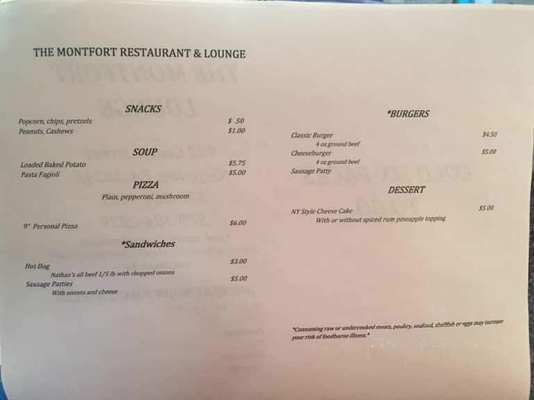 Montfort Bar & Grill - Sheppton, PA menu_pic