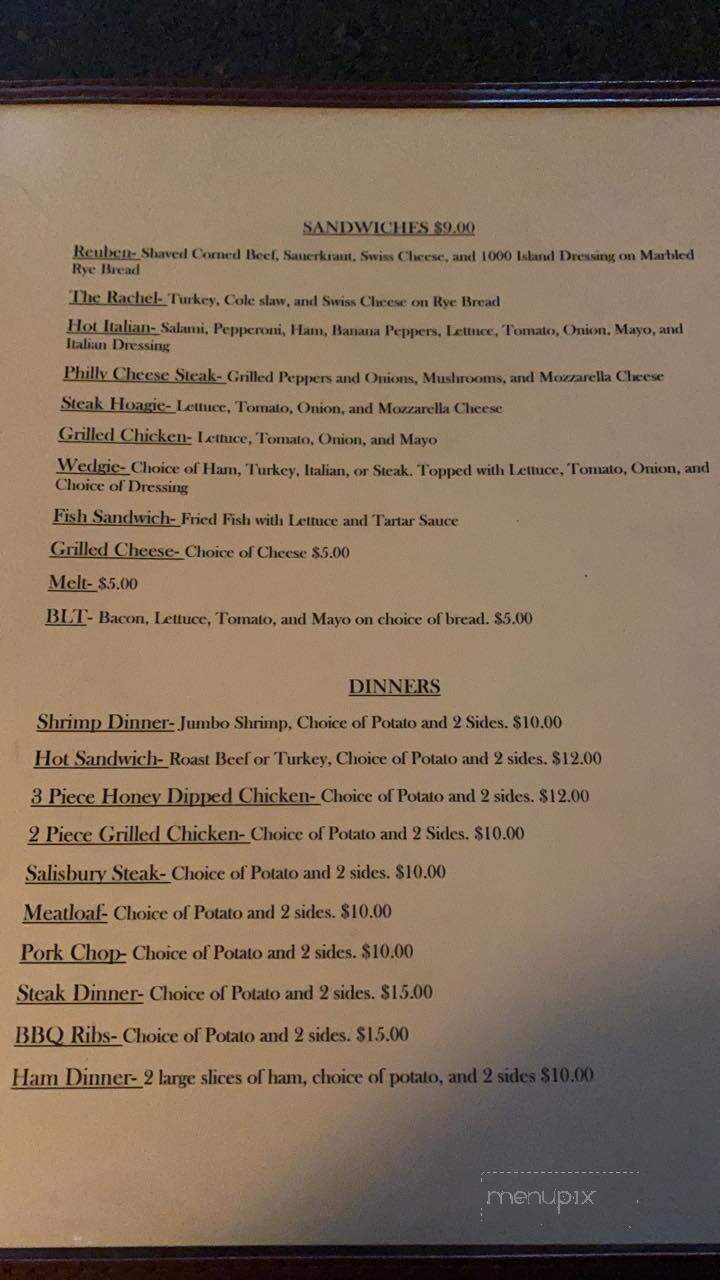 Seldom Inn - Tionesta, PA menu_pic