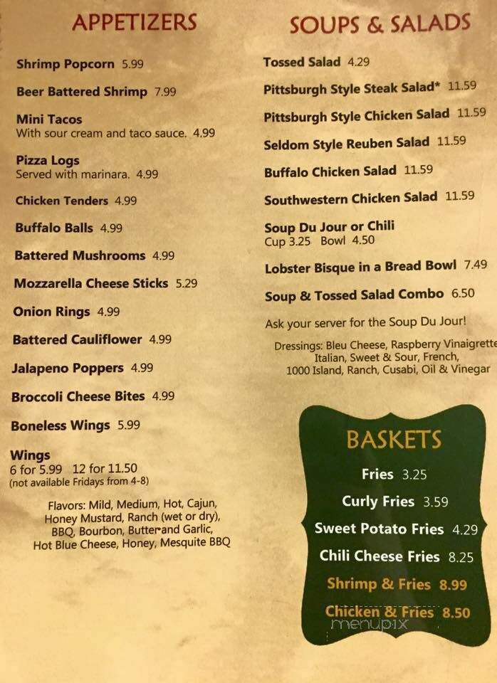 Seldom Inn - Tionesta, PA menu_pic