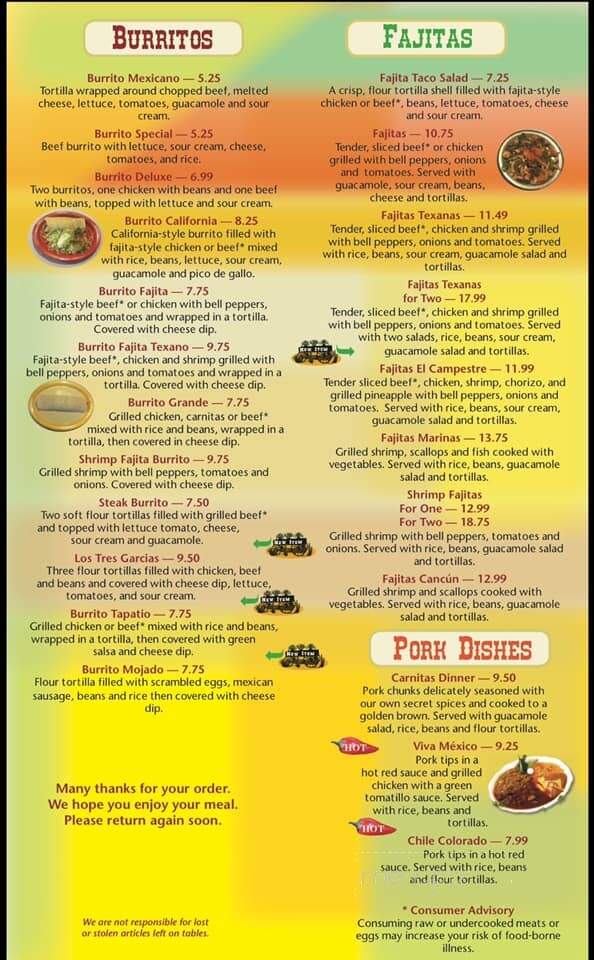 El Campestre - Chilhowie, VA menu_pic