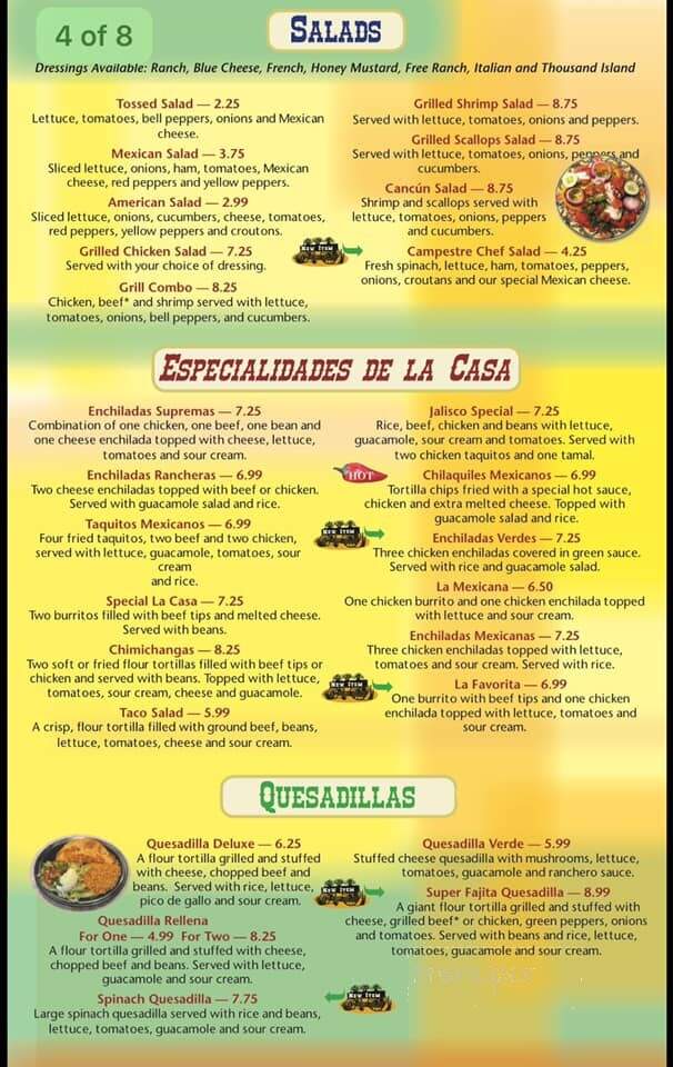 El Campestre - Chilhowie, VA menu_pic