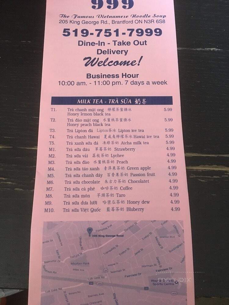Pho Viet Nam 999 - Brantford, ON menu_pic