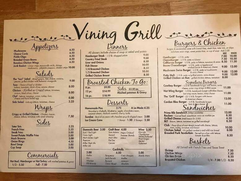 Vining Grill - Vining, MN menu_pic