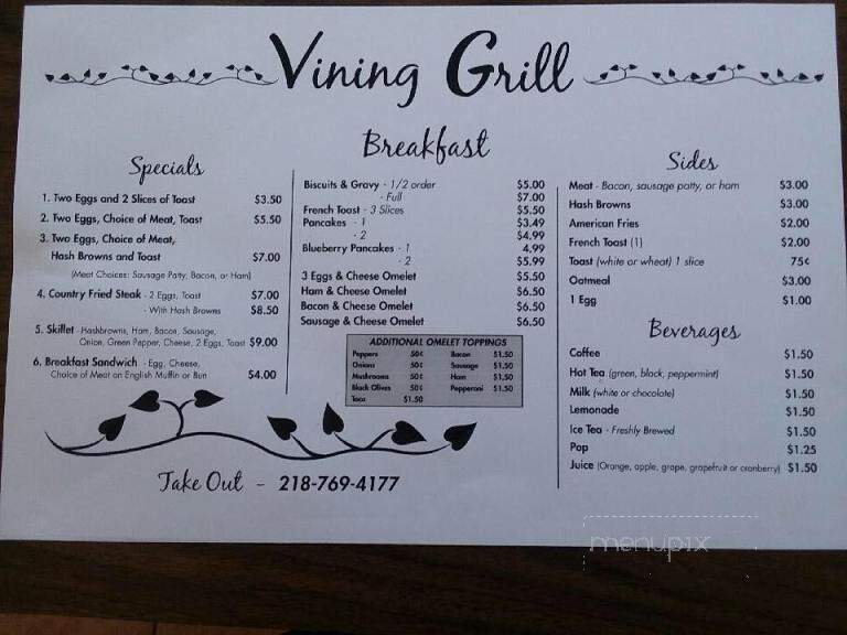 Vining Grill - Vining, MN menu_pic