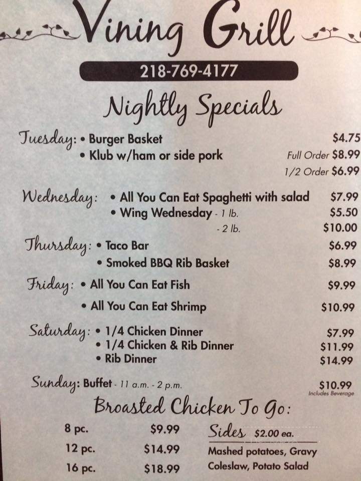 Vining Grill - Vining, MN menu_pic