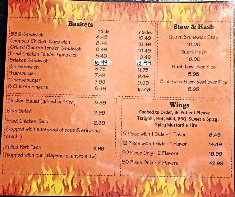 Southern Smoke BBQ - Pelzer, SC menu_pic