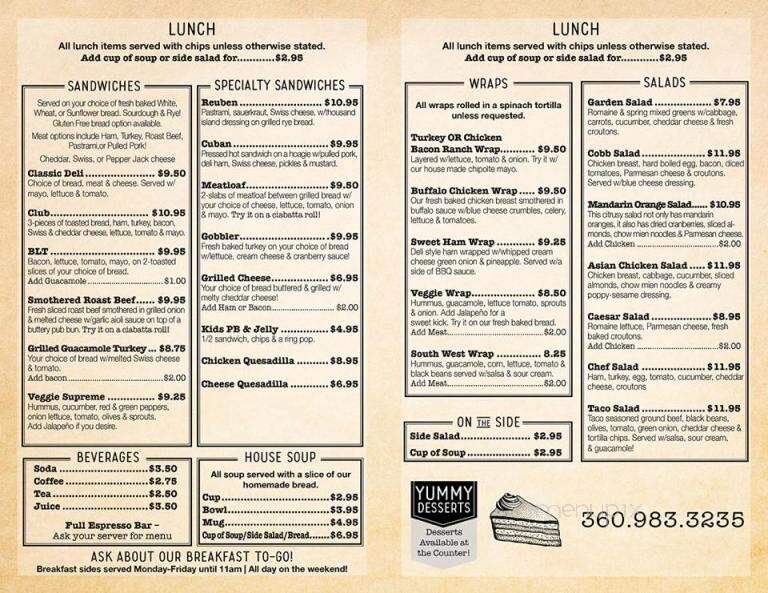 Lemon Tree Cafe & Espresso - Mossyrock, WA menu_pic