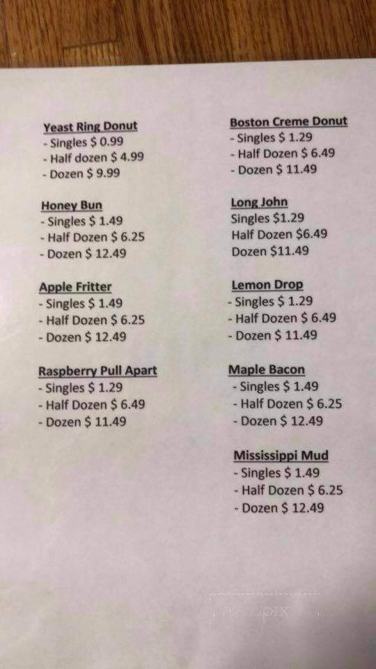 Sonny Buck's Diner - Brookneal, VA menu_pic