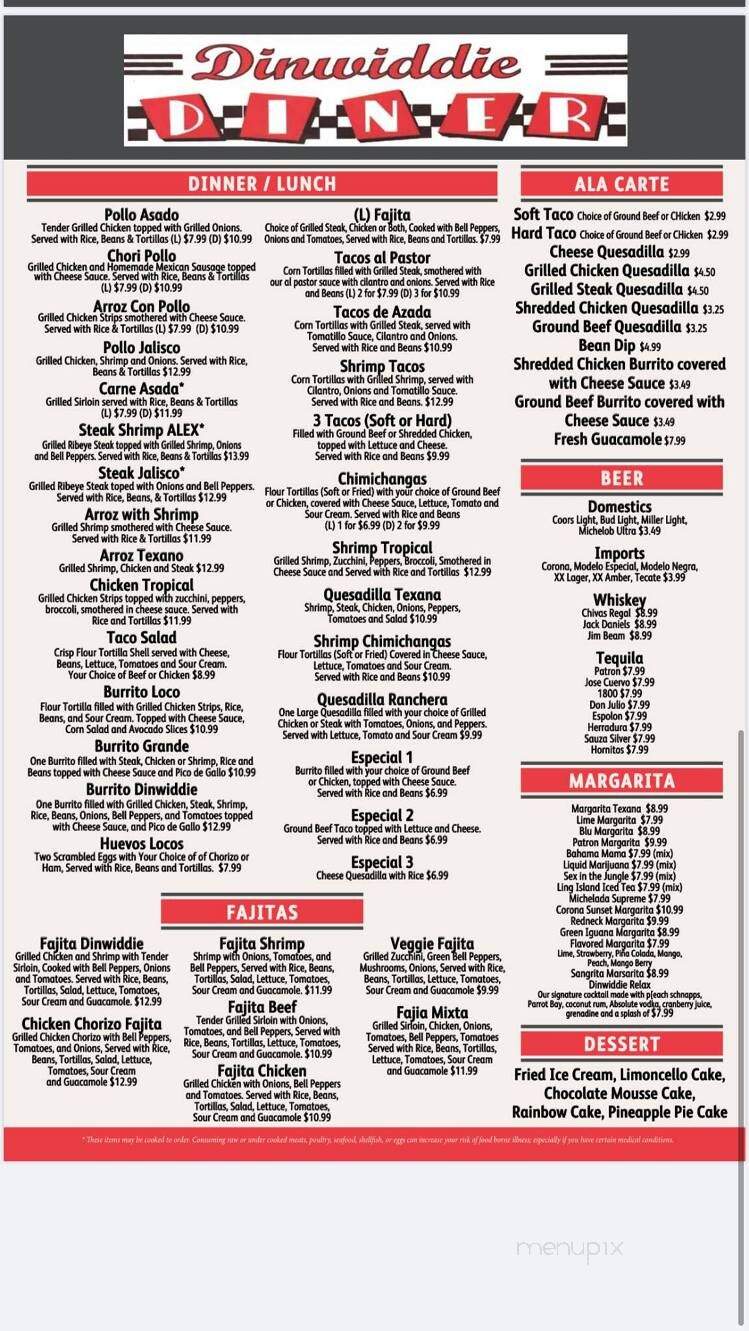 Dinwiddie Diner - Dinwiddie, VA menu_pic