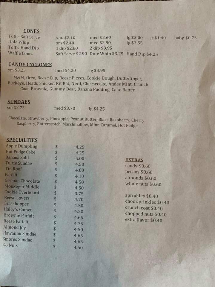 H & B's Hop - Norwalk, OH menu_pic