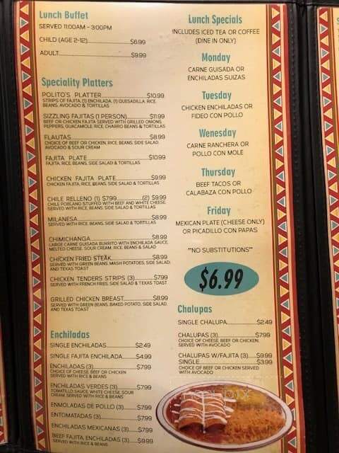 Polito'a Mexican Restaurant - Mcallen, TX menu_pic