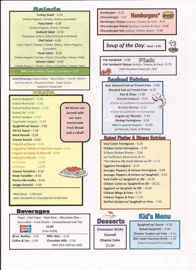 Nino's Pizza and Restaurant - Tyrone, PA menu_pic