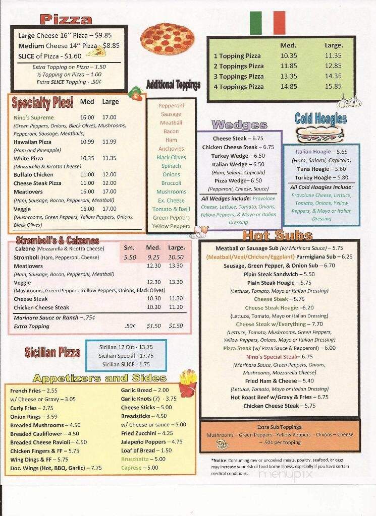 Nino's Pizza and Restaurant - Tyrone, PA menu_pic