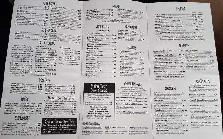 Senor Cactus - Knoxville, TN menu_pic