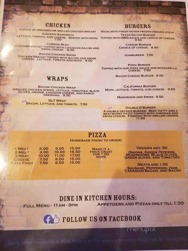 Double D Saloon - Boyd, WI menu_pic