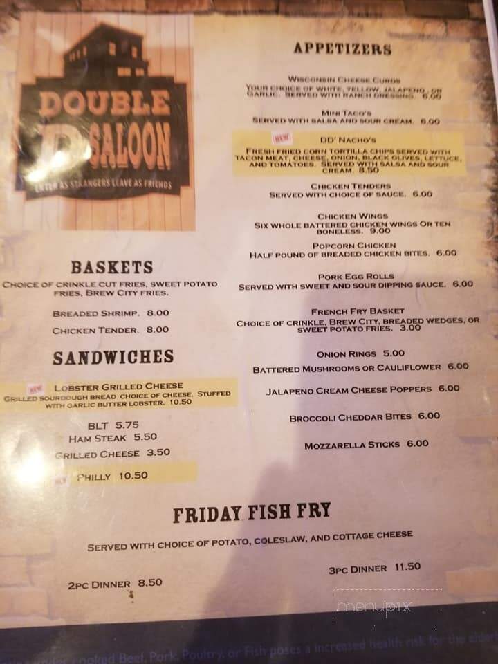 Double D Saloon - Boyd, WI menu_pic