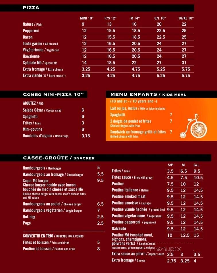 Restaurant Maurice - Ayers Cliff, QC menu_pic