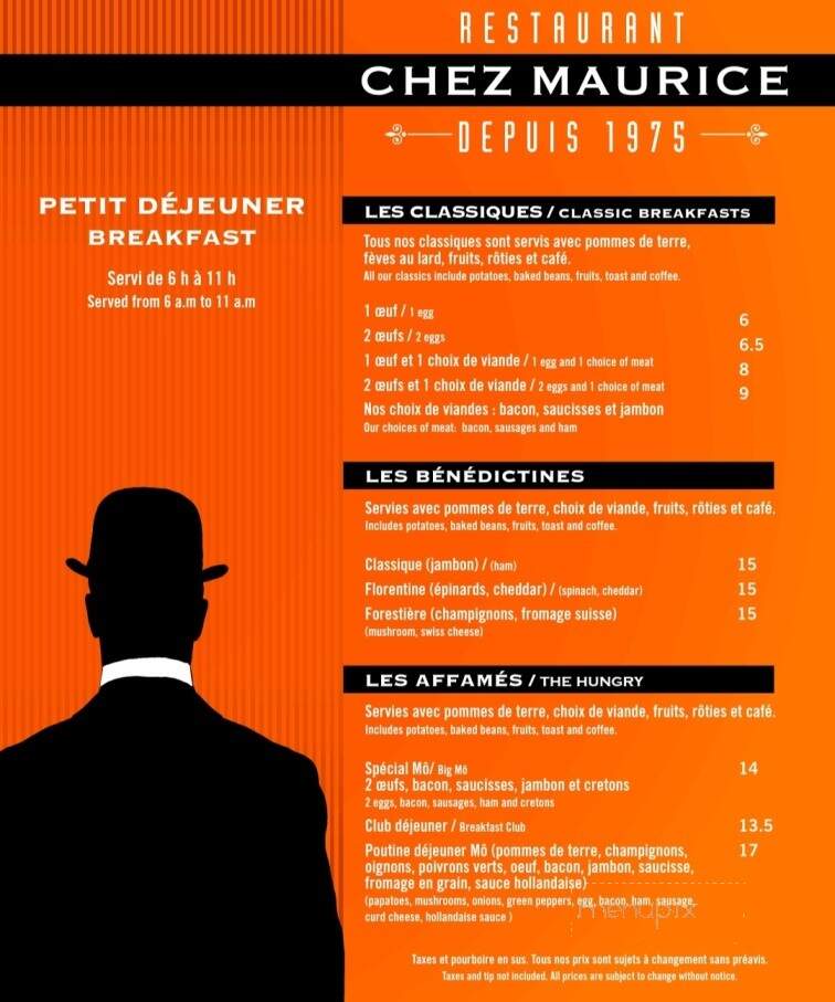 Restaurant Maurice - Ayers Cliff, QC menu_pic