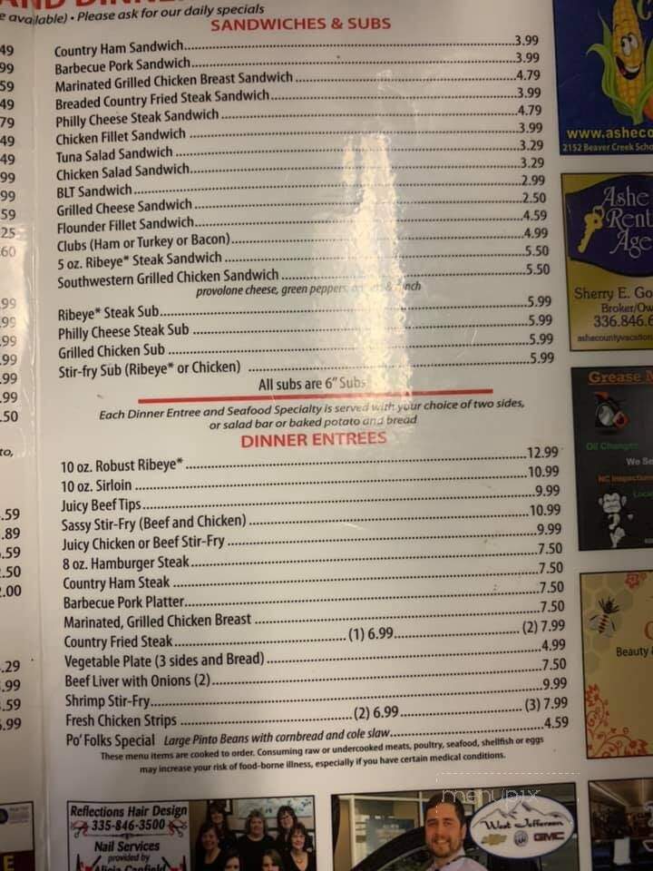 Smithey's Cafe - West Jefferson, NC menu_pic
