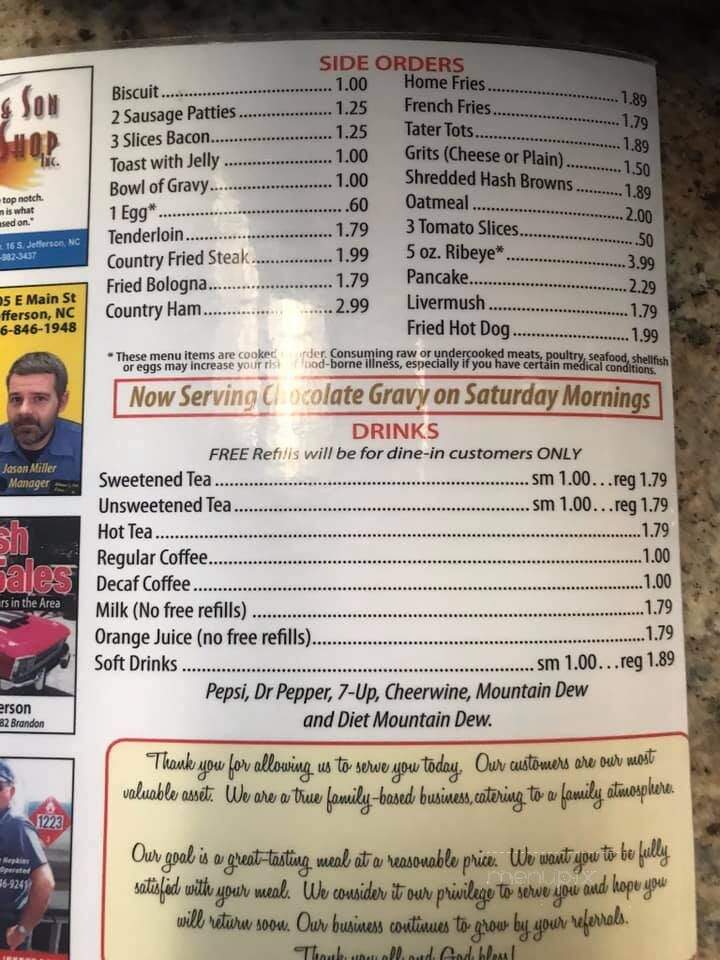 Smithey's Cafe - West Jefferson, NC menu_pic