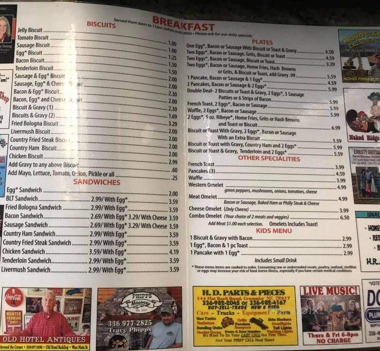 Smithey's Cafe - West Jefferson, NC menu_pic