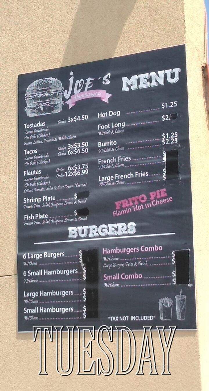 Joe's Burger Stand - Brownsville, TX menu_pic