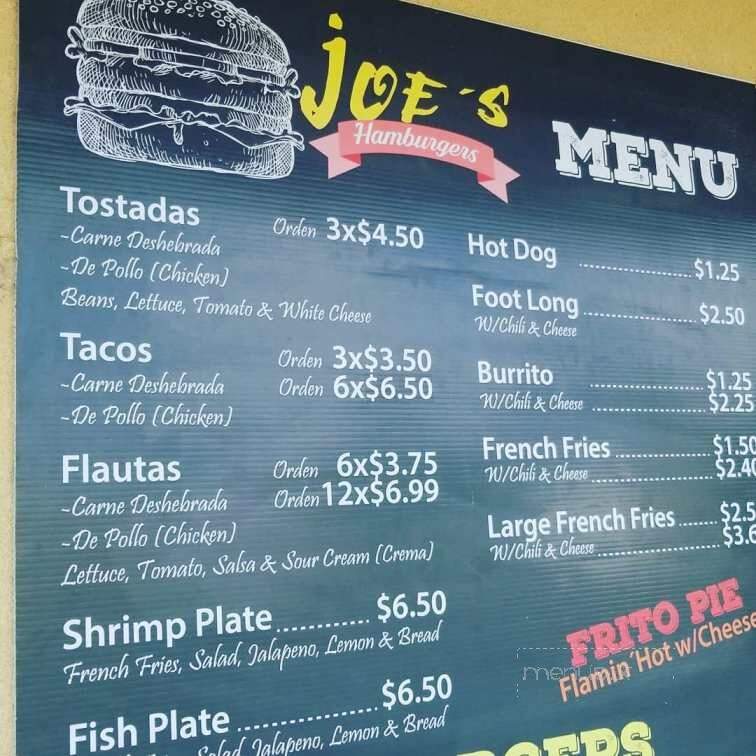 Joe's Burger Stand - Brownsville, TX menu_pic