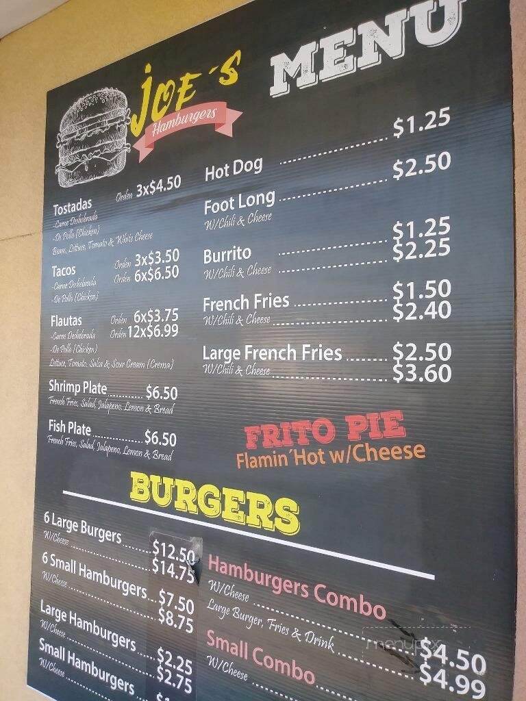 Joe's Burger Stand - Brownsville, TX menu_pic