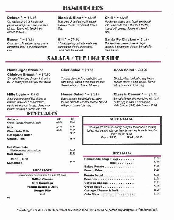 Hill's Restaurant - Kennewick, WA menu_pic