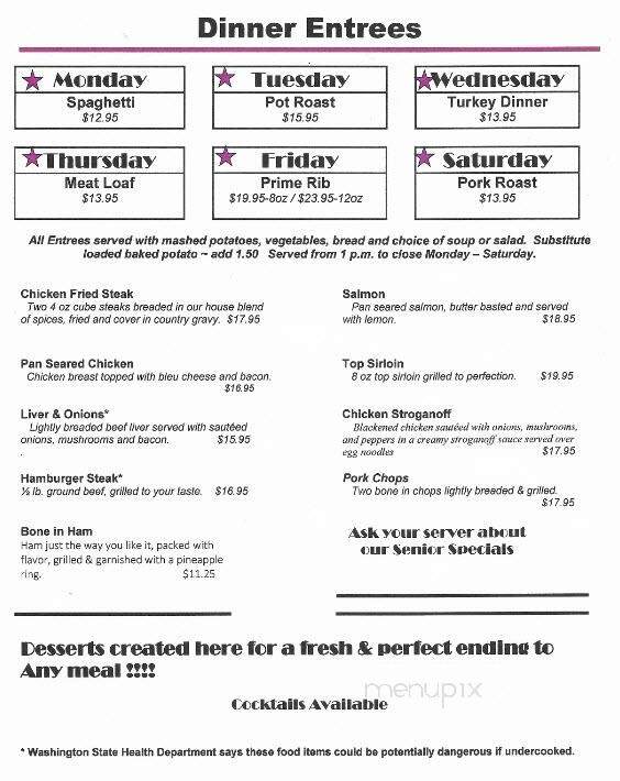 Hill's Restaurant - Kennewick, WA menu_pic