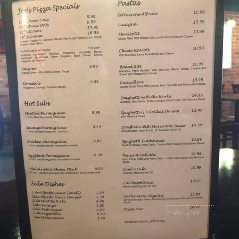 Joe's Italian Grill - Brady, TX menu_pic