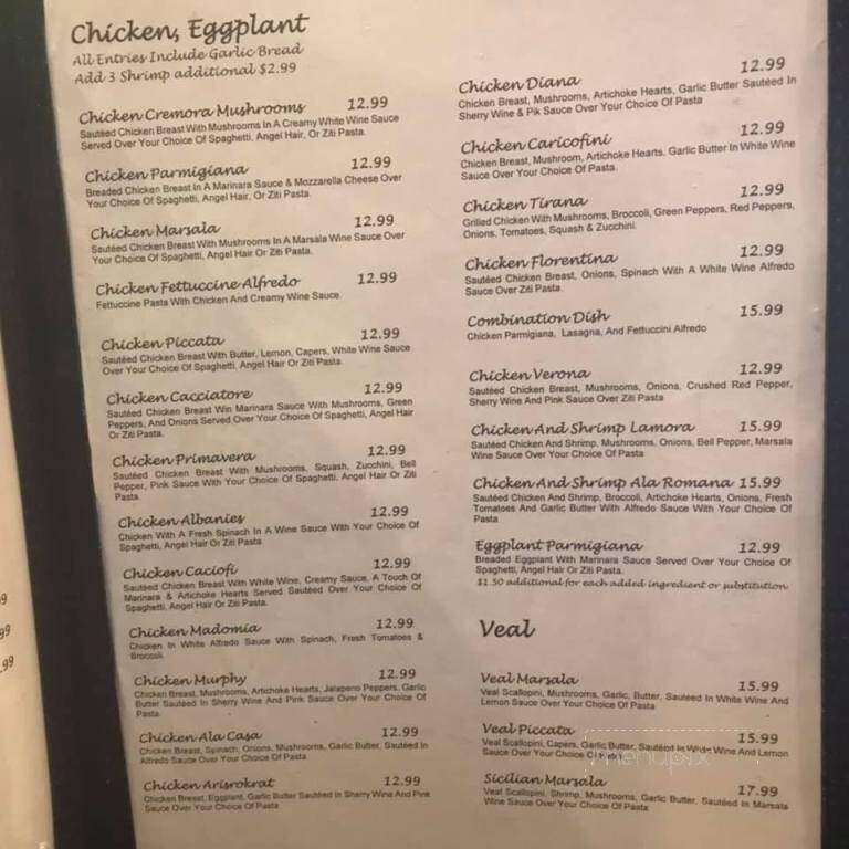 Joe's Italian Grill - Brady, TX menu_pic