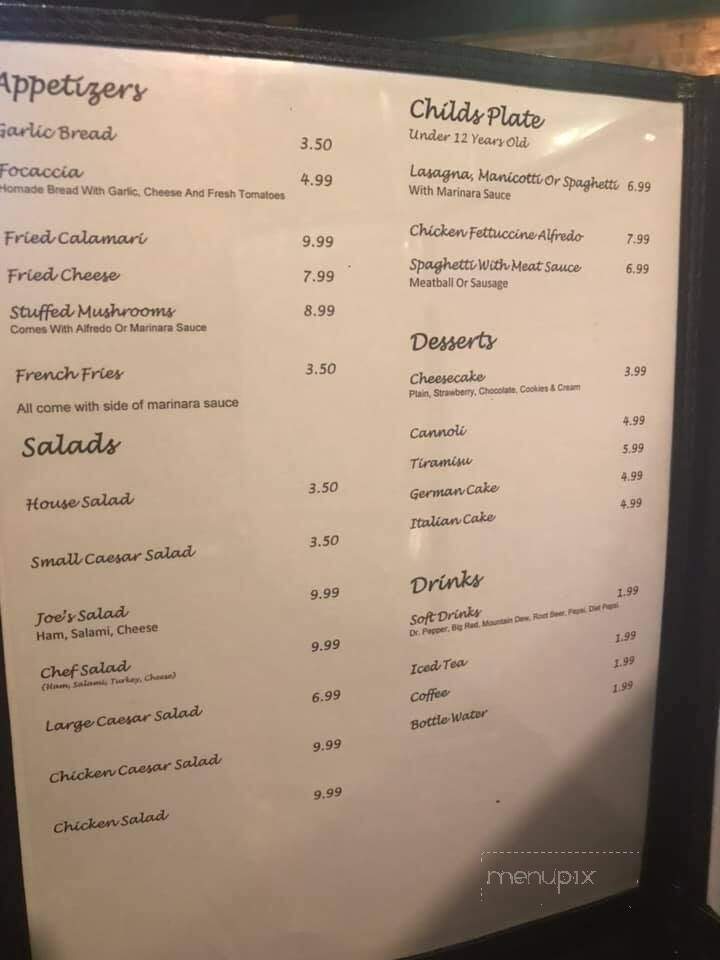 Joe's Italian Grill - Brady, TX menu_pic