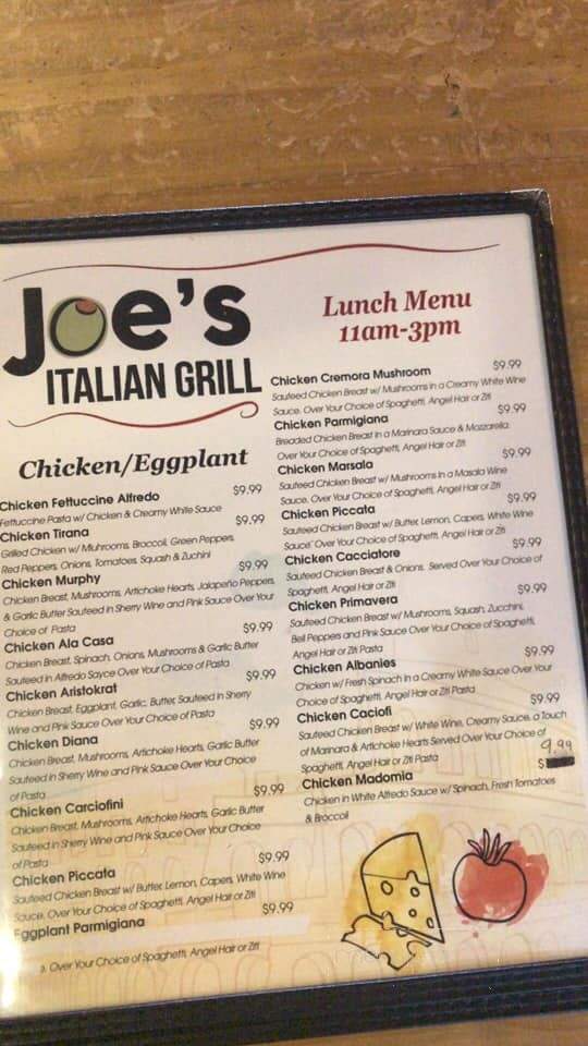 Joe's Italian Grill - Brady, TX menu_pic
