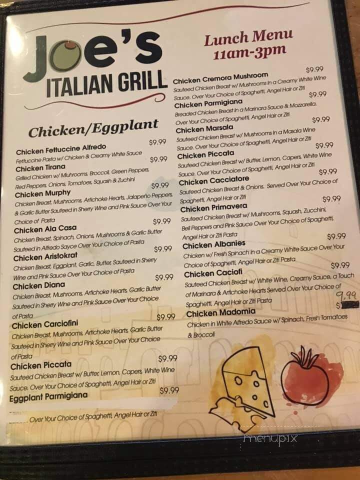 Joe's Italian Grill - Brady, TX menu_pic