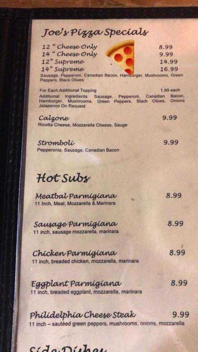 Joe's Italian Grill - Brady, TX menu_pic