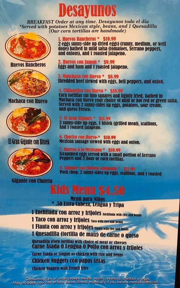El Zarandeado - Woodburn, OR menu_pic
