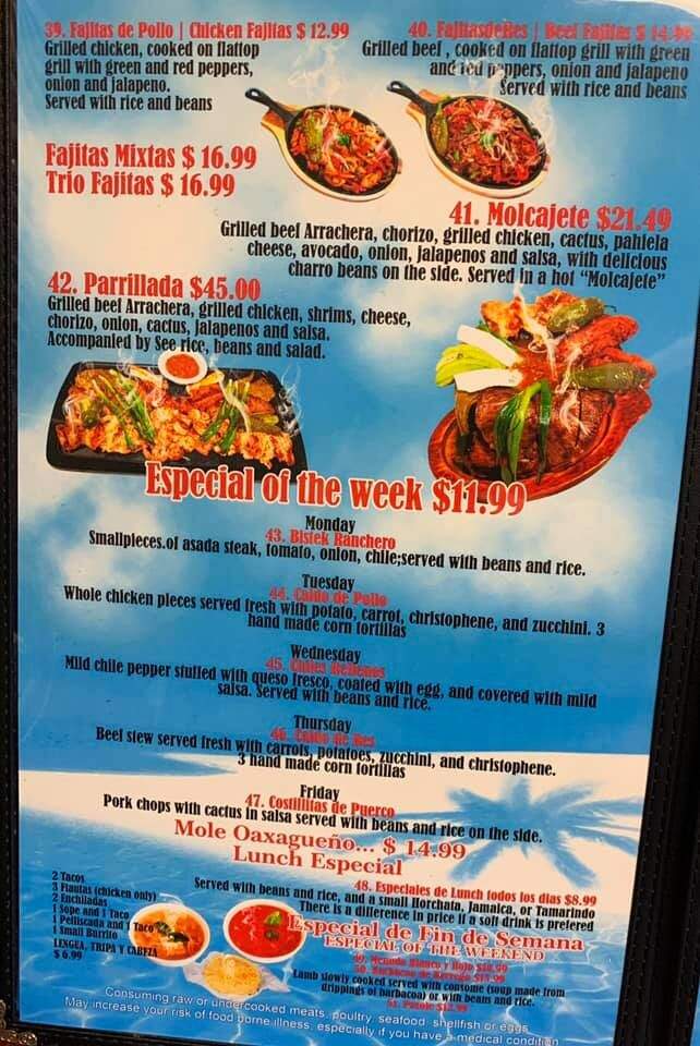 El Zarandeado - Woodburn, OR menu_pic