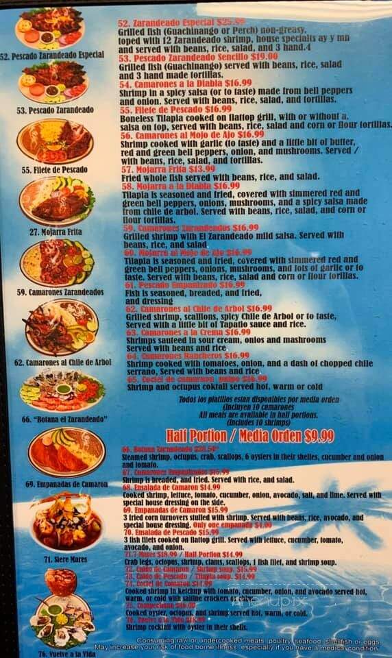 El Zarandeado - Woodburn, OR menu_pic
