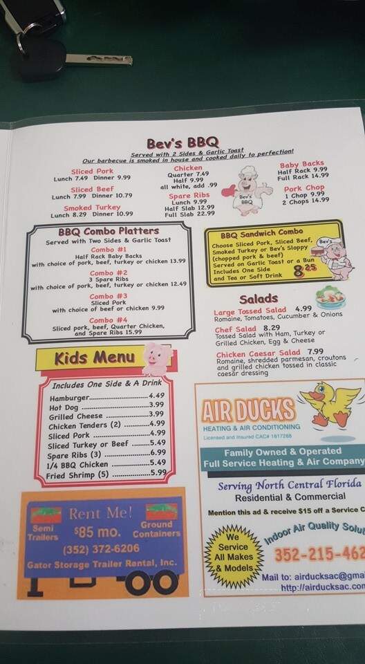 Bev's Better Burgers - High Springs, FL menu_pic