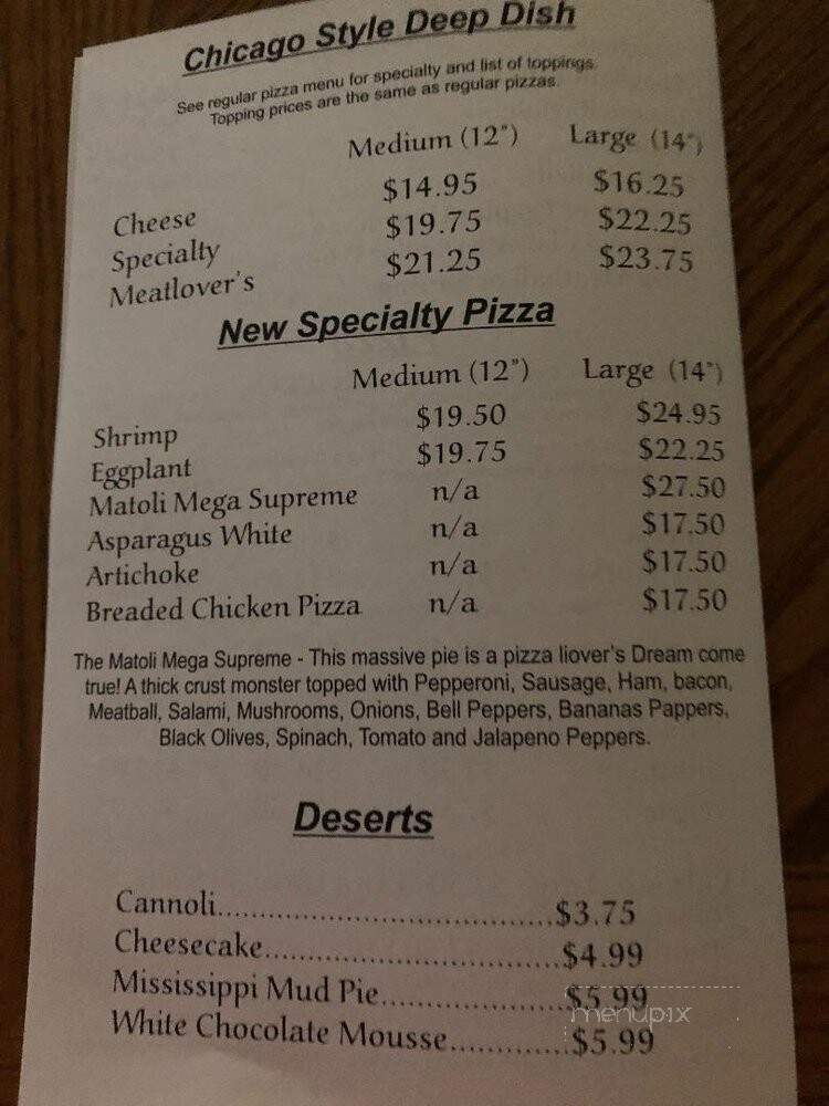 Matolis Pizza & Subs - Hernando Beach, FL menu_pic