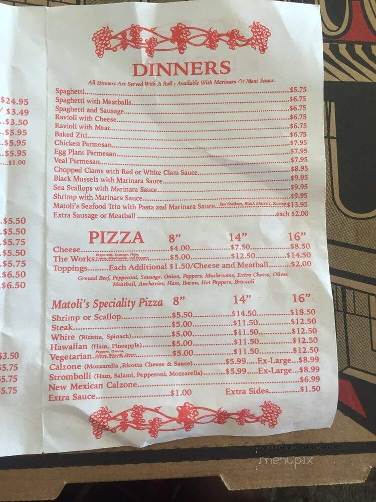 Matolis Pizza & Subs - Hernando Beach, FL menu_pic
