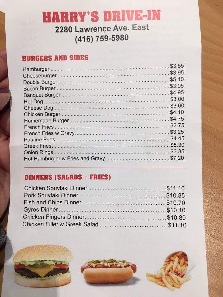 Harry's Drive-in - Toronto, ON menu_pic