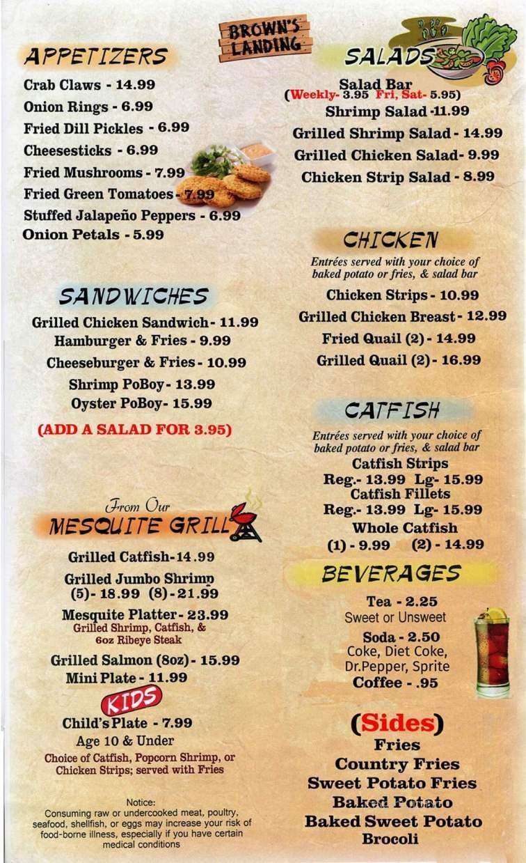 Brown's Landing - Winnsboro, LA menu_pic