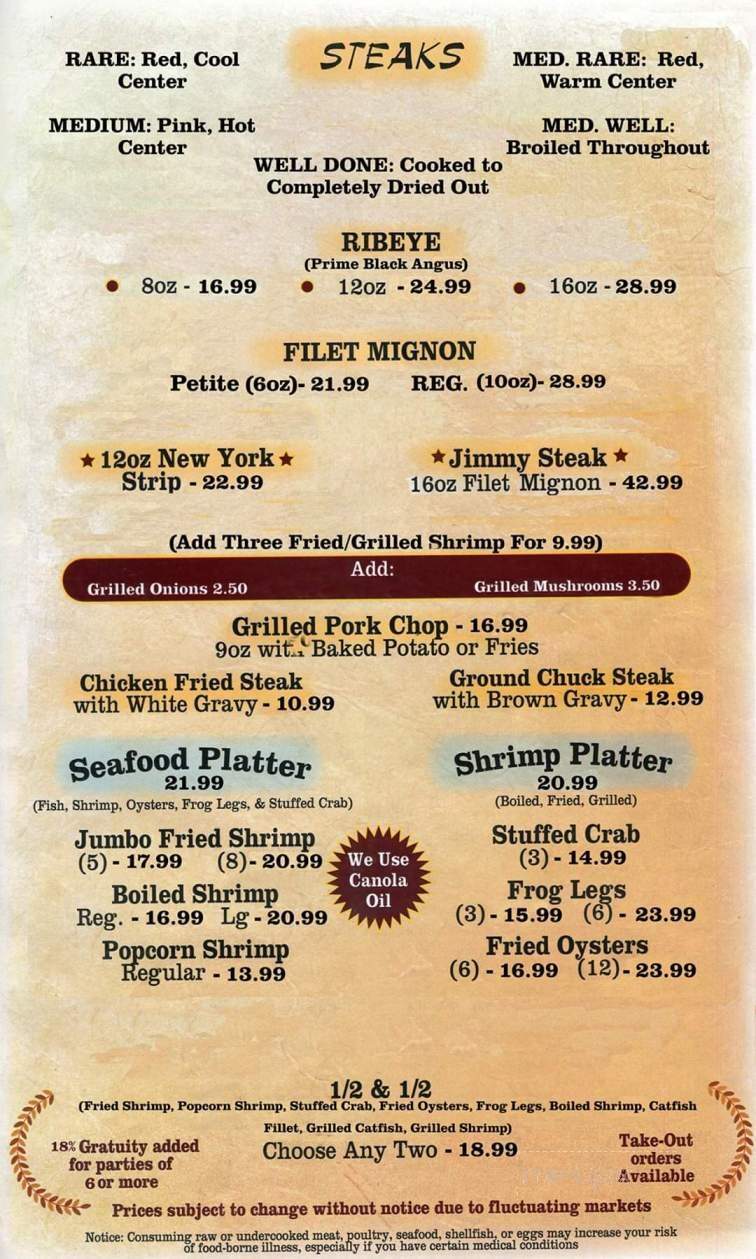 Brown's Landing - Winnsboro, LA menu_pic