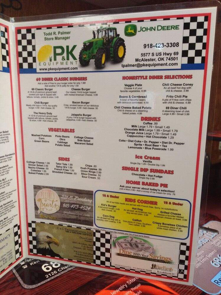 69 Diner - Checotah, OK menu_pic