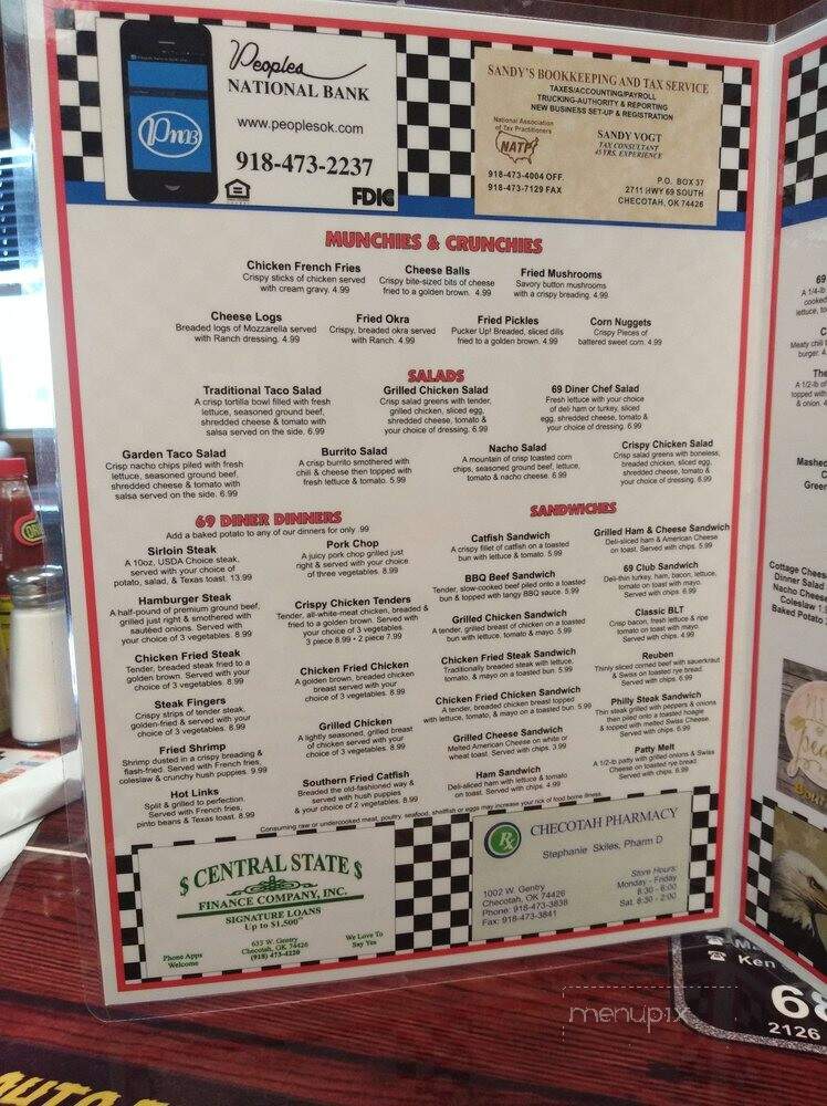 69 Diner - Checotah, OK menu_pic