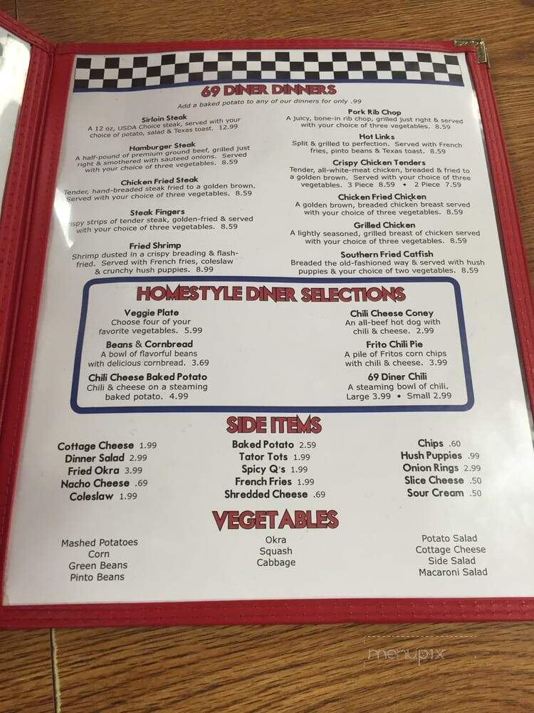 69 Diner - Checotah, OK menu_pic